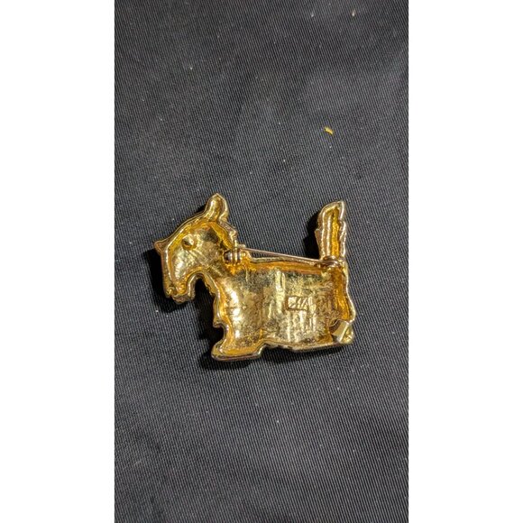 Vintage Scottish Terrier Gold Tone Art Deco Lapel Pin Brooch costume jewelry - Picture 5 of 6
